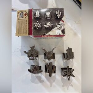 Vintage Boston Warehouse Buffalo Creek Set of 6 Western Napkin Rings | Boxed